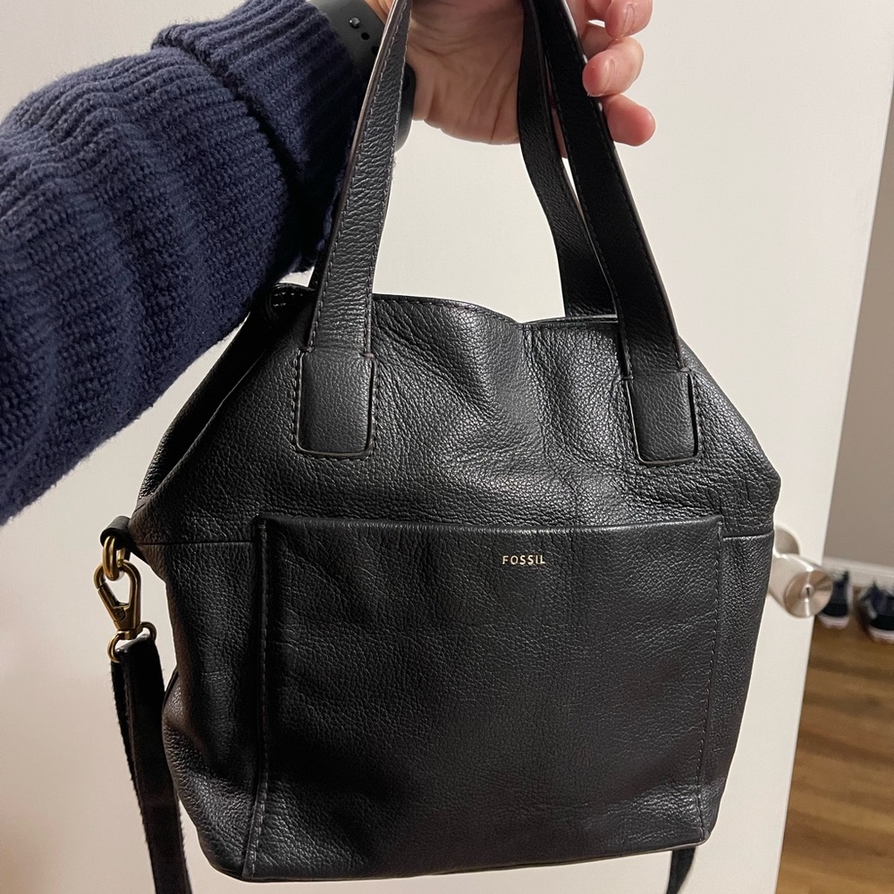 Fossil Black Leather Satchel Bag